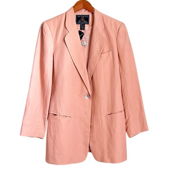 Limited Women S Linen Blend Pink Blazer Jacket Preppy Classic Corpcore Pastel - Picture 1 of 11